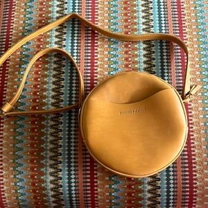 Portland Leather Large Round Cross body Bag in Sunflower